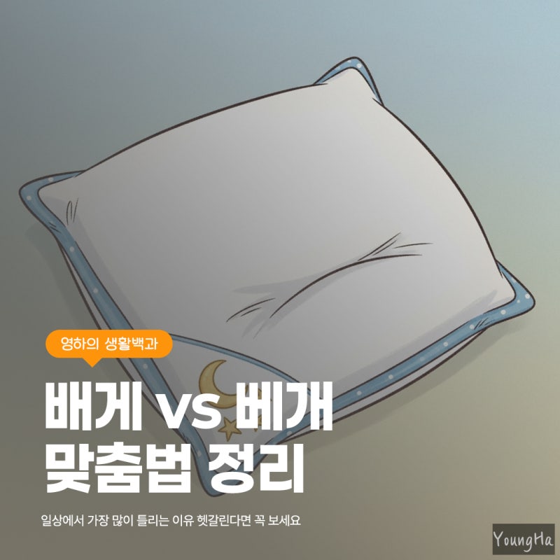 배게 베개 맞춤법 맞는말 많이 틀리는 이유