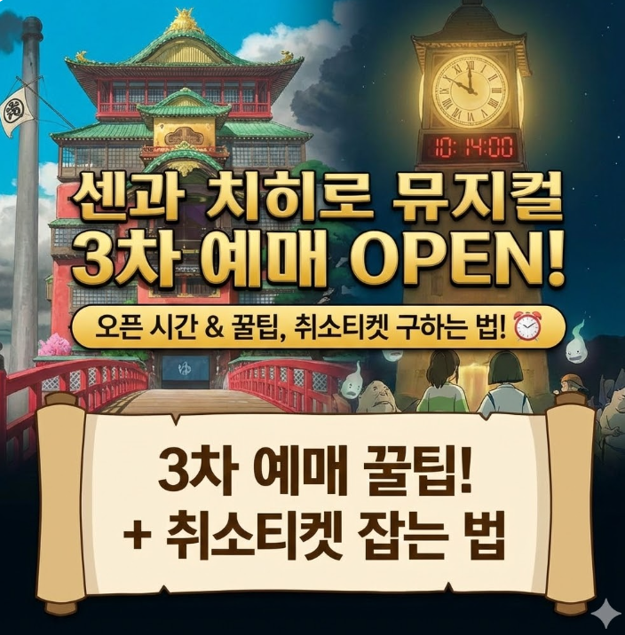  센과 치히로 뮤지컬 3차 예매 오픈 시간 꿀팁 취소티켓 구매