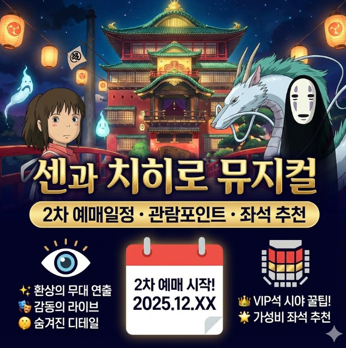  센과치히로 뮤지컬 2차 예매일정 관람포인트 좌석 추천