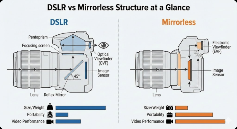 DSLR vs 미러리스 뭐가 다를까 셔터 방식까지 쉽게 정리