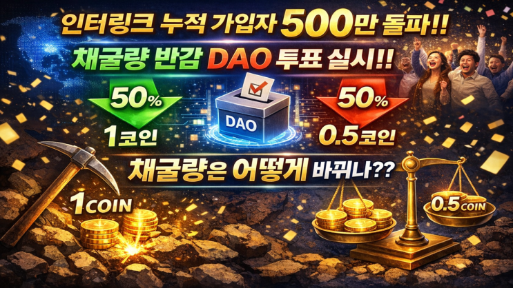  인터링크 네트워크, 채굴량 반감에 대한 DAO 투표 실시!! 채굴량은 어떻게 바뀌나??