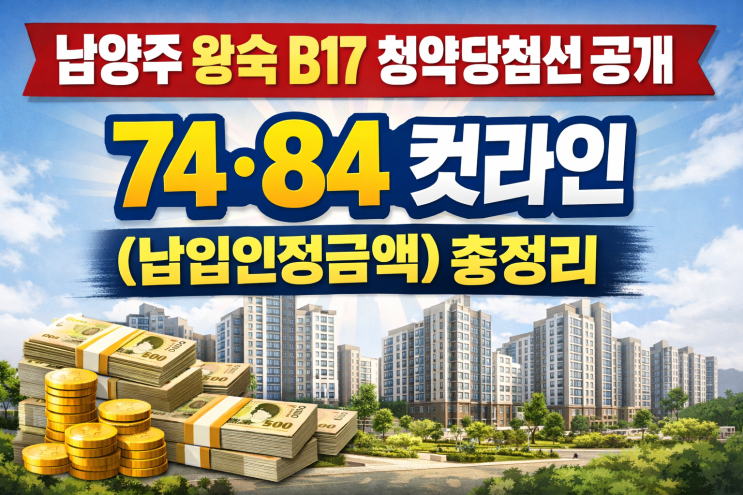  남양주 왕숙 B17 청약당첨선 공개｜74·84 컷라인(납입인정금액) 총정리