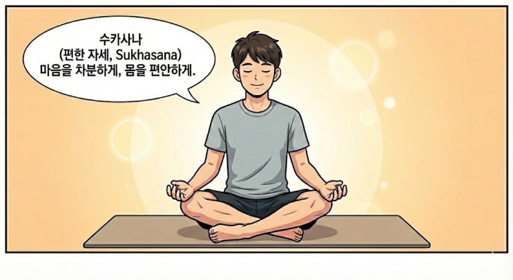  오늘의 요가 - 양반다리(수카사나)가 힘들고 덜덜 떨리는 이유와 3단계 웜업