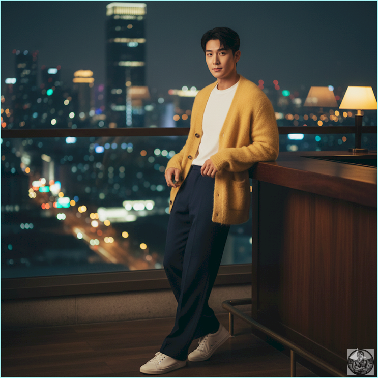  남자 코디 추천, 네이비 버터 옐로우 레이어드 법칙