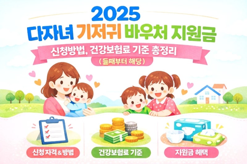 2025 다자녀 기저귀 바우처 지원금 신청방법, 건강보험료 기준 총정리 (둘째부터 해당)