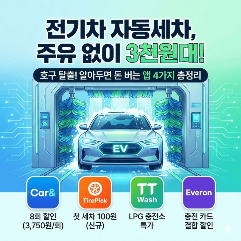 주유소 자동세차 저렴하게 하는 법, 전기차 오너 필독 (앱 비교 추천)
