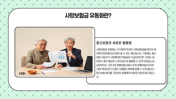  사망보험금 유동화정책, 내년부터 확대출시