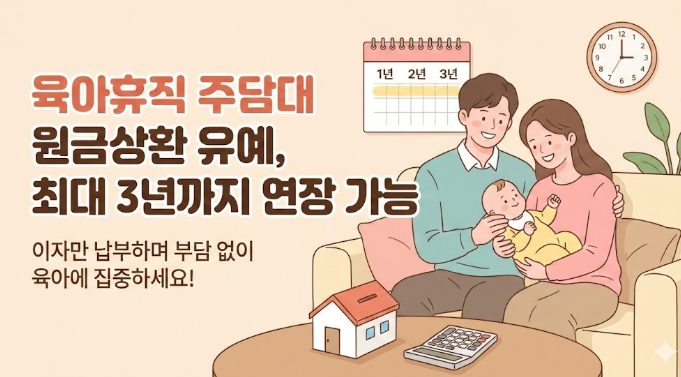  육아휴직 주담대 원금상환 유예, 최대 3년까지 연장 가능