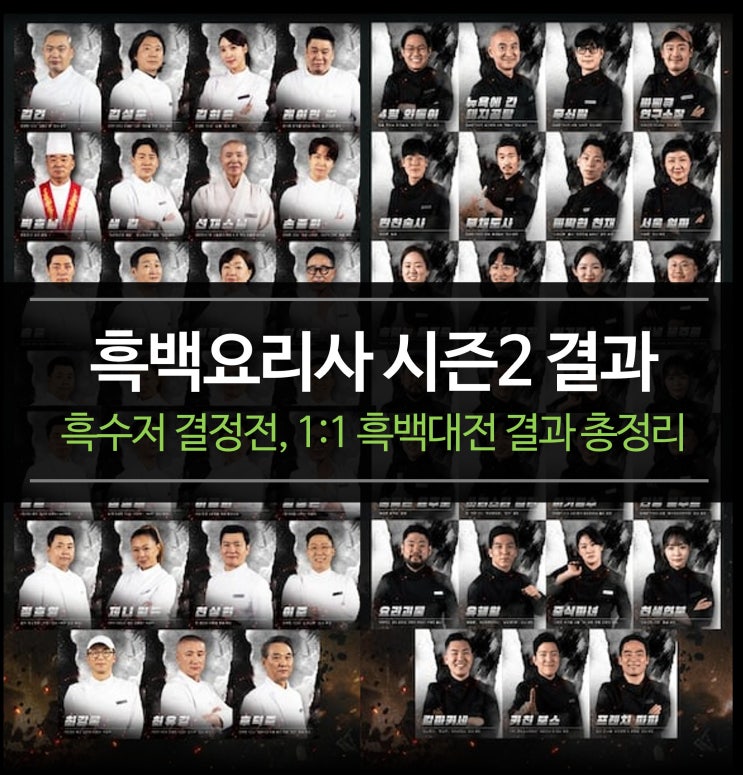  흑백요리사 시즌2 - 흑수저 결정전, 1:1 흑백대전 결과 총정리 (우승자 스포)