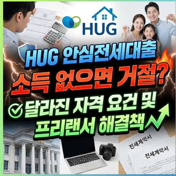  HUG 안심전세자금대출 소득 없으면 거절? 달라진 자격 요건 및 프리랜서 해결책