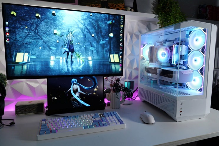  RGB 감성의 화이트 어항케이스, 다크플래쉬 DY460 ARGB BTF 미들타워