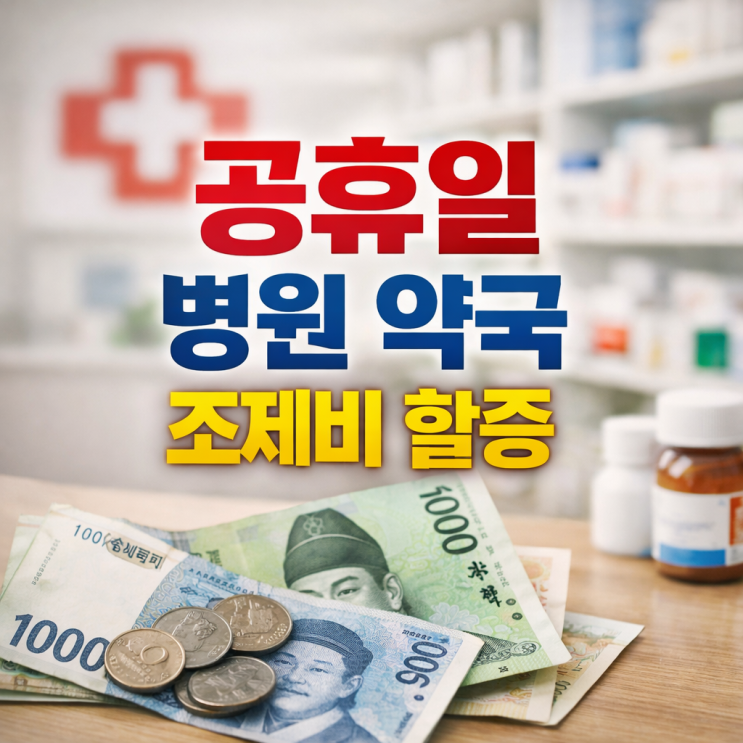  공휴일 병원 약국 조제비 할증 진료비 30% 가산 진실 (및 휴일지킴이약국 찾기)