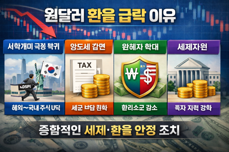  원달러 환율 급락 이유, 서학개미 국장 복귀 양도세 감면 환헤지 세제지원