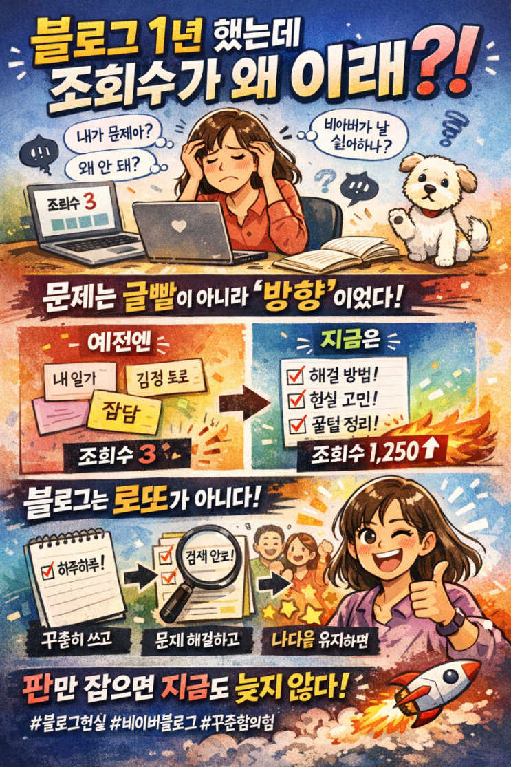  블로그 1년 했는데 조회수가 왜 이래? (솔직 후기)