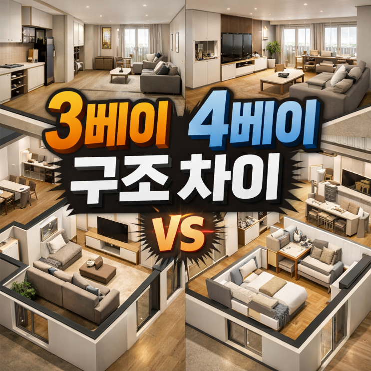  3베이 4베이 구조 차이 및 판상형 타워형 장단점 (집 보러 갈 때 필수)