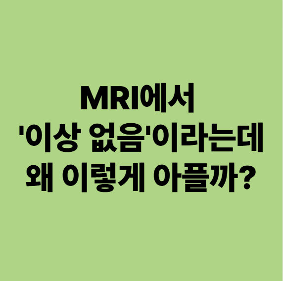  MRI에서 '이상 없음'이라는데 왜 이렇게 아플까? (용인 허리통증 한의원)