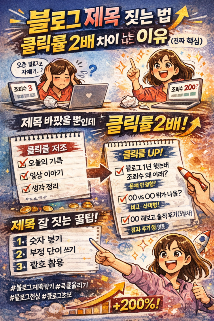  블로그 제목 짓는 법: 클릭률 2배 차이 나는 이유 (진짜 핵심)
