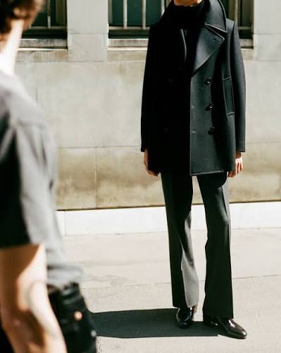  Husbands Paris Pea Coat Virgin Wool Twill - Black 허즈밴드 파리 피코트 버진 울 트윌 - 블랙