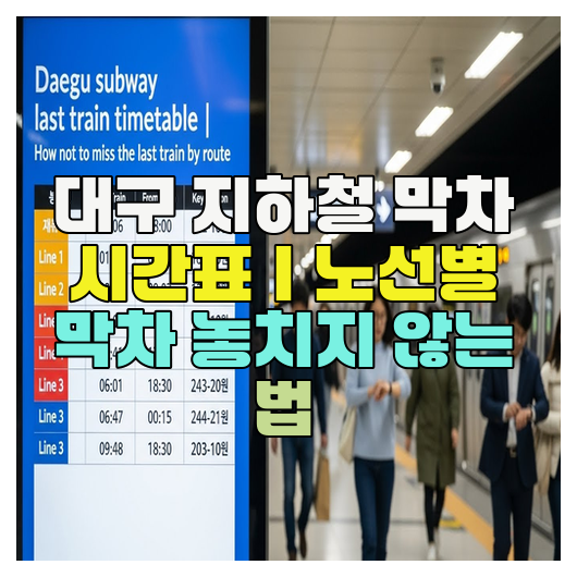  대구 지하철 막차 시간표｜노선별 막차 놓치지 않는 법