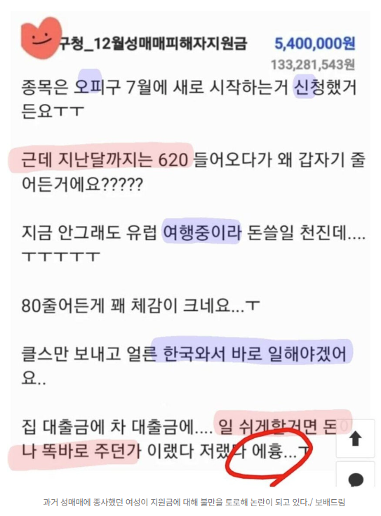   "지원금 줄어 유럽 여행 힘들다"... 탈성매매 지원금 논란에 뿔난 민심