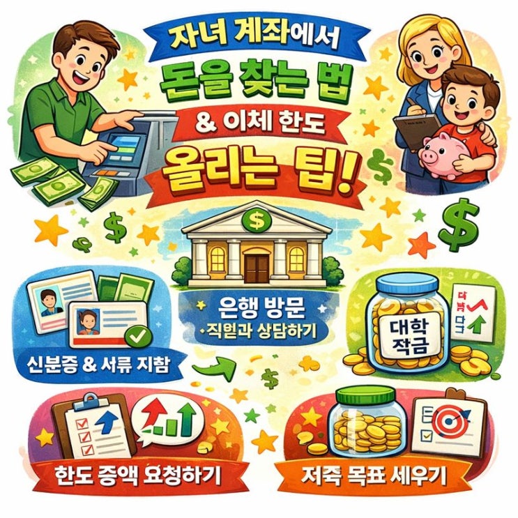  자녀계좌 출금 방법｜미성년자 이체 한도 올리는 절차 총정리