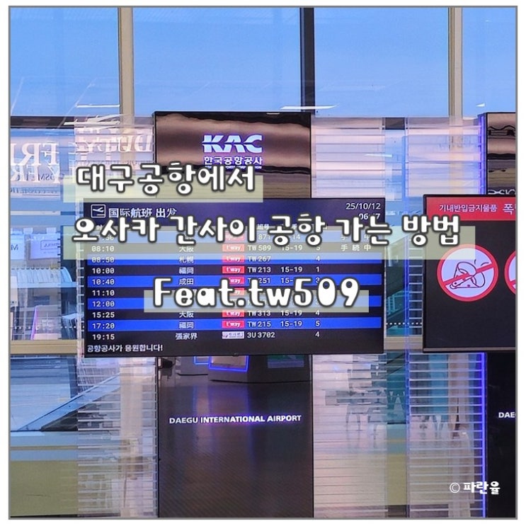  대구 공항에서 오사카 간사이 공항 티웨이 tw509 수화물