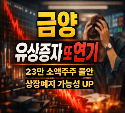  금양, 유상증자 또 연기: 23만 소액주주 불안, 상장폐지 우려