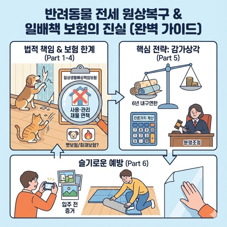  반려동물 전세 살기, 벽지/장판 파손 시 '일배책' 보험 처리와 법적 공방의 모든 것