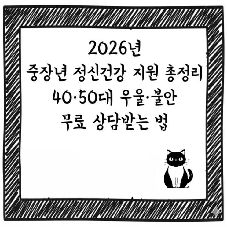  2026년 중장년 정신건강 지원 총정리｜40·50대 우울·불안 무료 상담받는 법