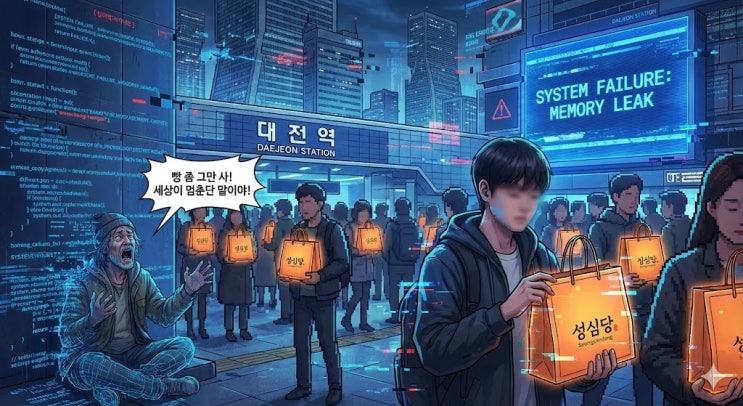  대전역에 있는 모든 사람들이 성심당 가방을 들고 있는 것을 보고 찌끄린 트위터문학ㅋㅋㅋ