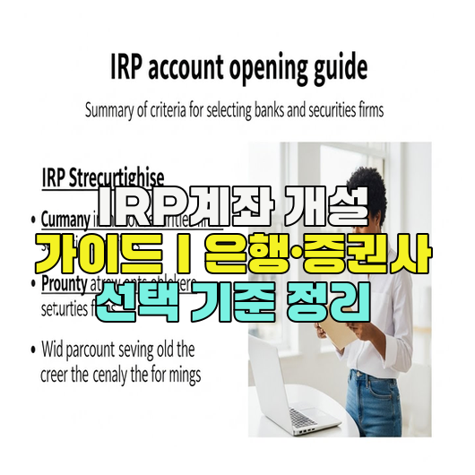  IRP계좌 개설 가이드｜은행·증권사 선택 기준 정리