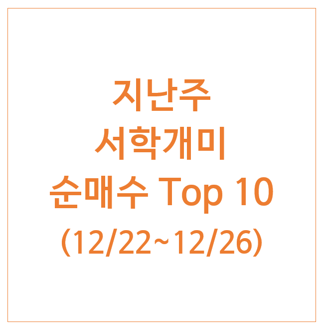  지난주 서학개미 순매수 Top 10 (12/22주) : 알파벳A 테슬라 브로드컴 SLV IREN BMNR