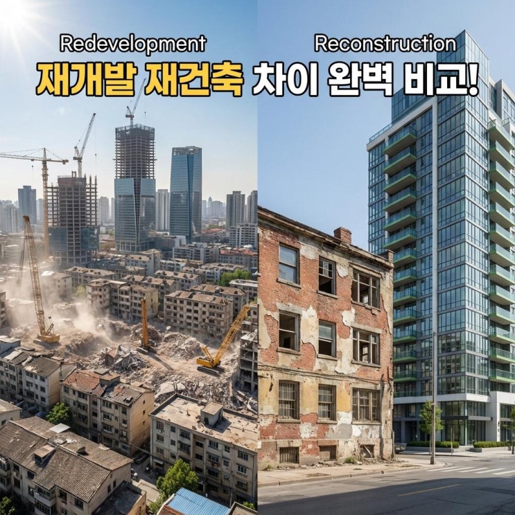  재개발 재건축 차이 완벽 비교! 조합원 입주권 분담금 및 안전진단 (부동산 투자)