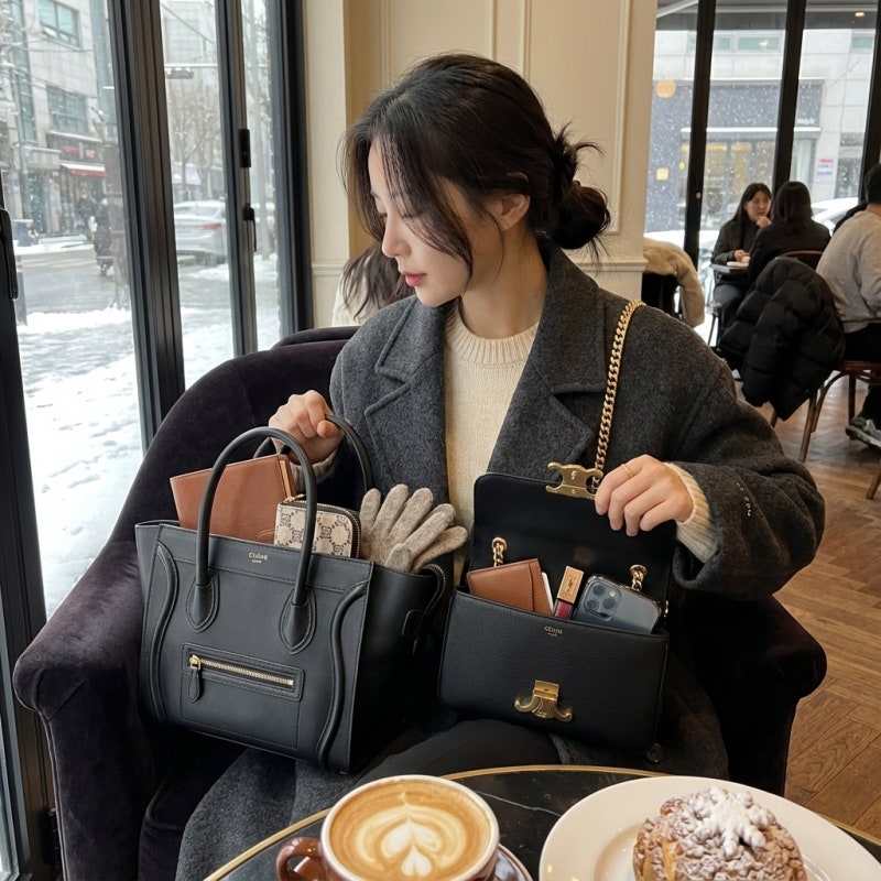 셀린느 룰루백 /김나영 가방 뉴 러기지백 및 수지 지수 빅투아르 비교 분석