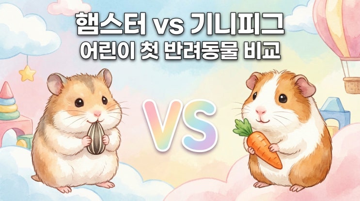  햄스터 vs 기니피그어린이 첫 반려동물, 뭐가 더 잘 맞을까?