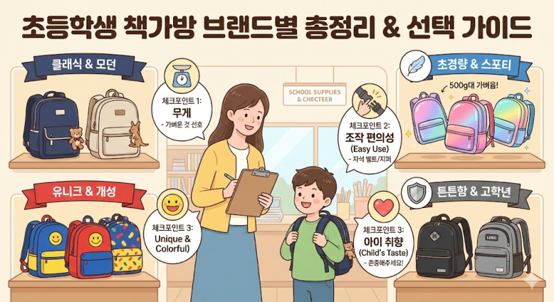 초등학생 책가방 브랜드별 총정리! 입학 선물 추천 BEST 5 (무게, 디자인 꼼꼼 비교)