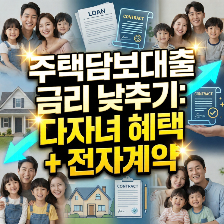  주택담보대출 금리 낮추기: 다자녀 혜택 + 전자계약