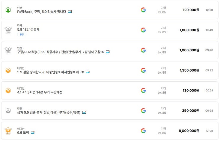  모비노기 마비노기 모바일 계정 시세: 아이템매니아 고투력 계정 거래가 분석