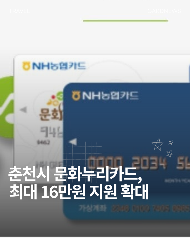 춘천시 문화누리카드, 최대 16만원 지원 확대
