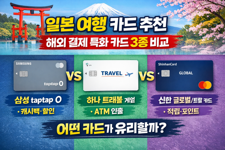  일본 여행용 카드 추천 —“해외 결제 특화 카드 3종 비교 & 선택 가이드”