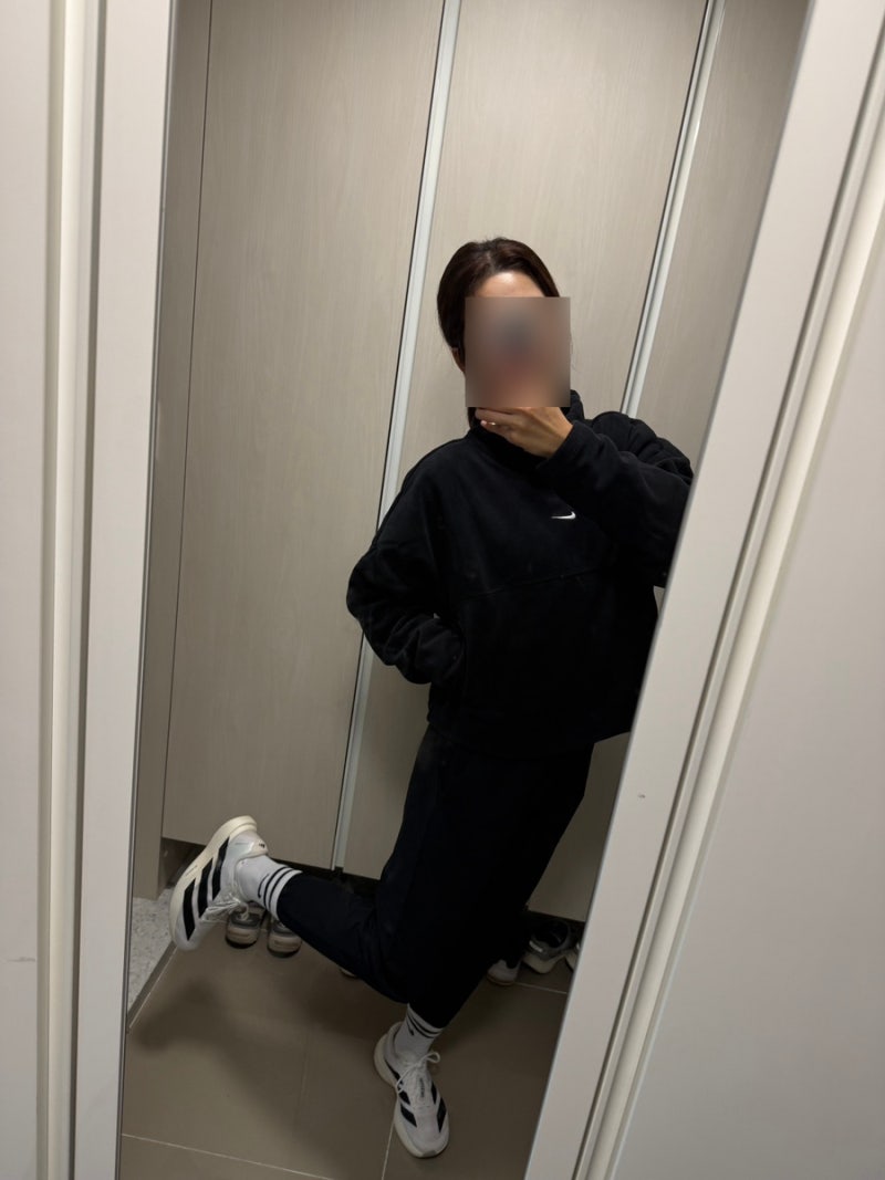 나이키 원 여성 써마핏 블랙 착용후기 / 나이키 후리스 겨울 러닝복 추천
