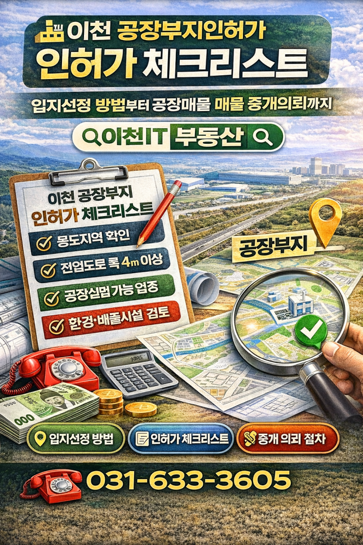   이천 공장부지 인허가 체크리스트 총정리-공장전문중개[이천IT부동산]