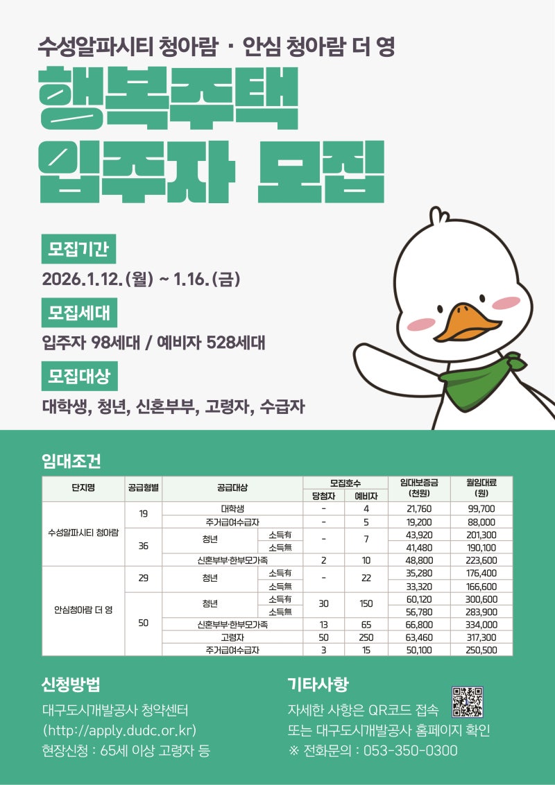 수성알파시티 청아람·안심청아람 더 영 행복주택 입주자 모집