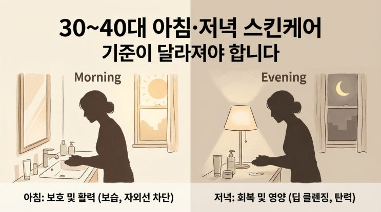  30~40대 피부 관리아침·저녁 스킨케어 기준이 달라지는 이유