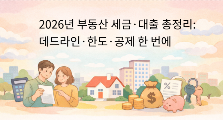  2026년 부동산 세금·대출 총정리: 데드라인·한도·공제 한 번에