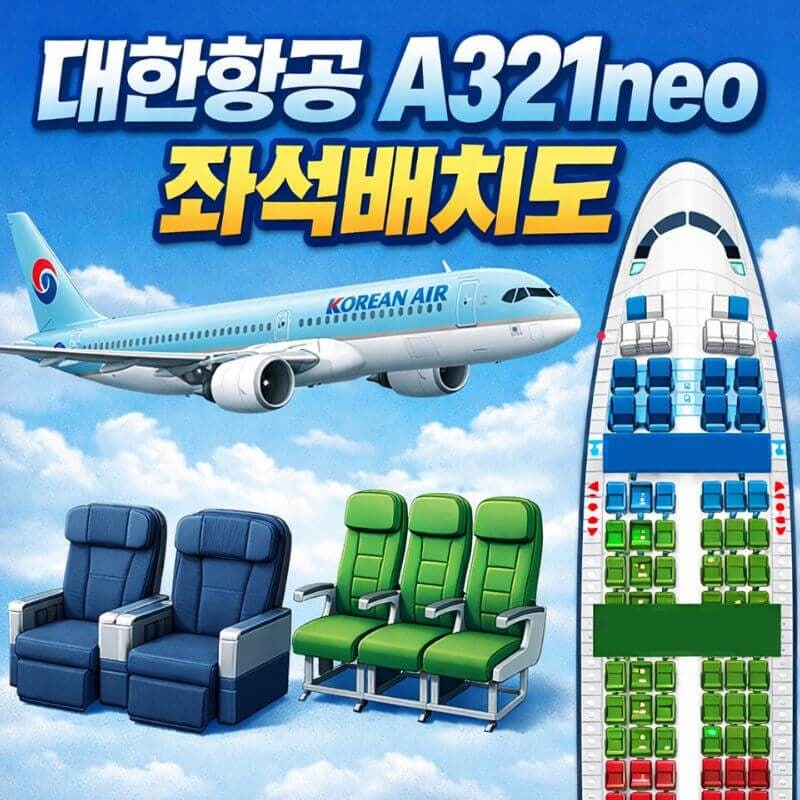 대한항공 A321neo 좌석배치도 추천 자리 공간 모니터 구성 안내