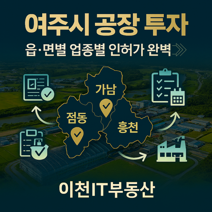  여주시 공장 맞춤 분석,가남·점동·흥천 등 읍‧면별 ‘업종별 인허가 가능 여부’ + 필수 체크리스트