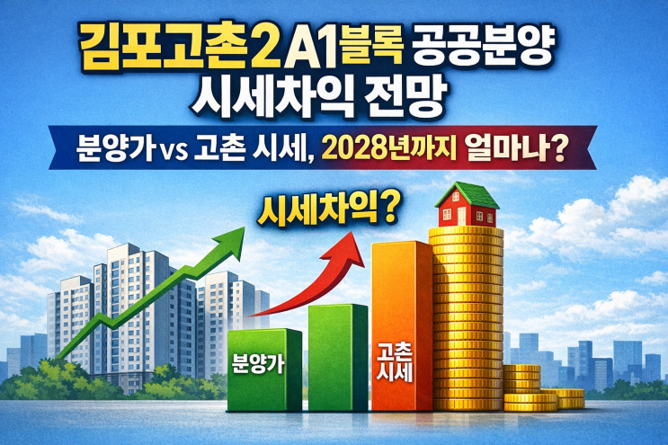  김포고촌2 A1블록 공공분양 시세차익 전망｜분양가 vs 고촌 시세, 2028년까지 얼마나?