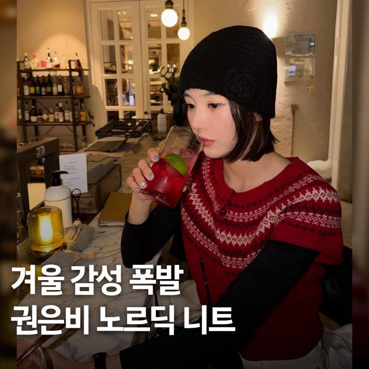  촌스러운 매력.. 권은비 노르딕 니트 레이어드 코디