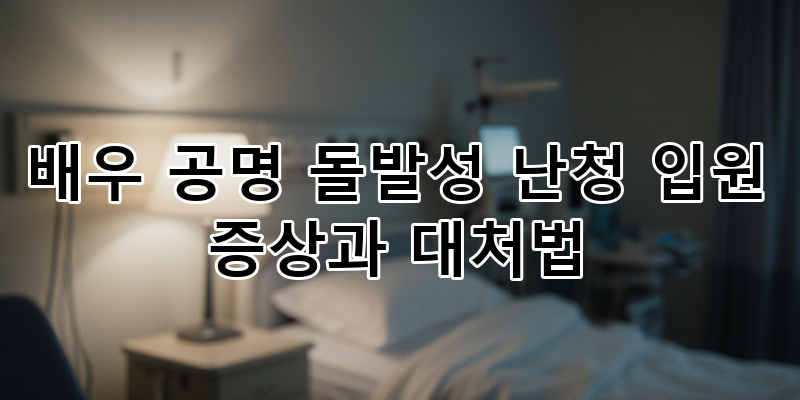 배우 공명 돌발성 난청: 원인, 증상, 응급 대처법 및 생활 습관 가이드